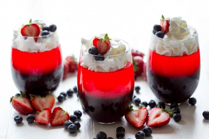 Layered Patriotic jello cups