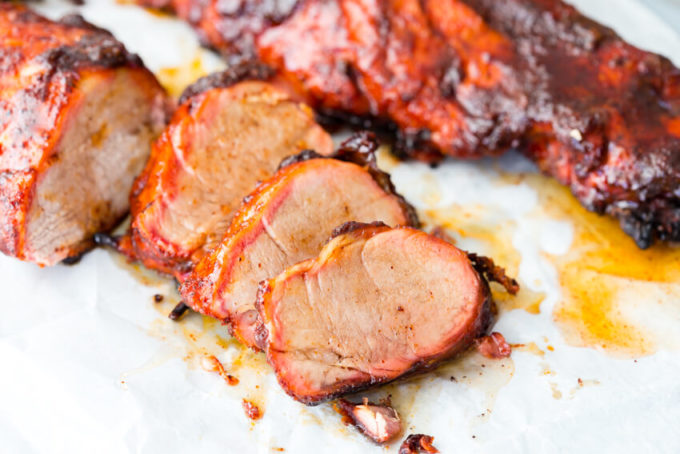 smoked bbq pork loin sliced 