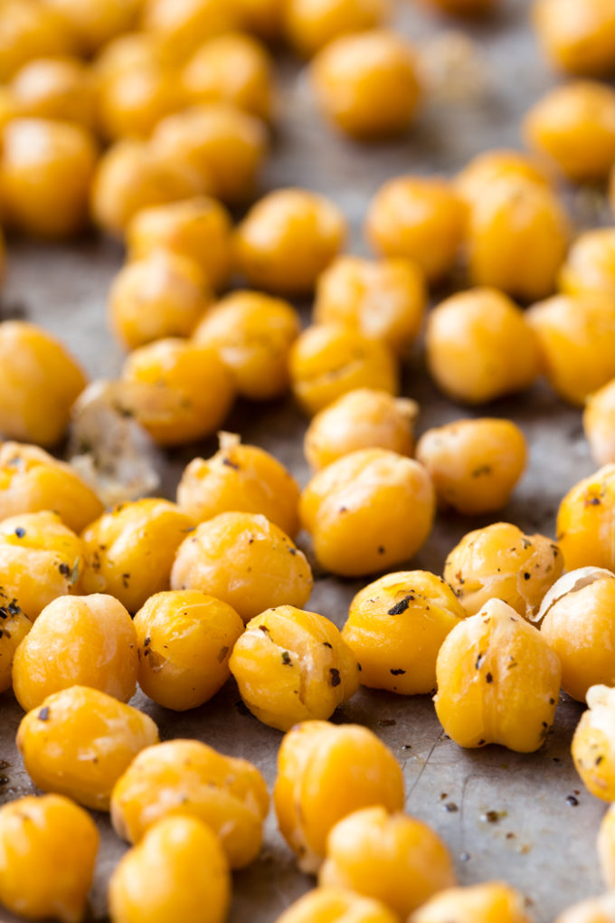 Roasted chickpeas are a flavorful snack or perfect addition to salads, power bowls, etc.