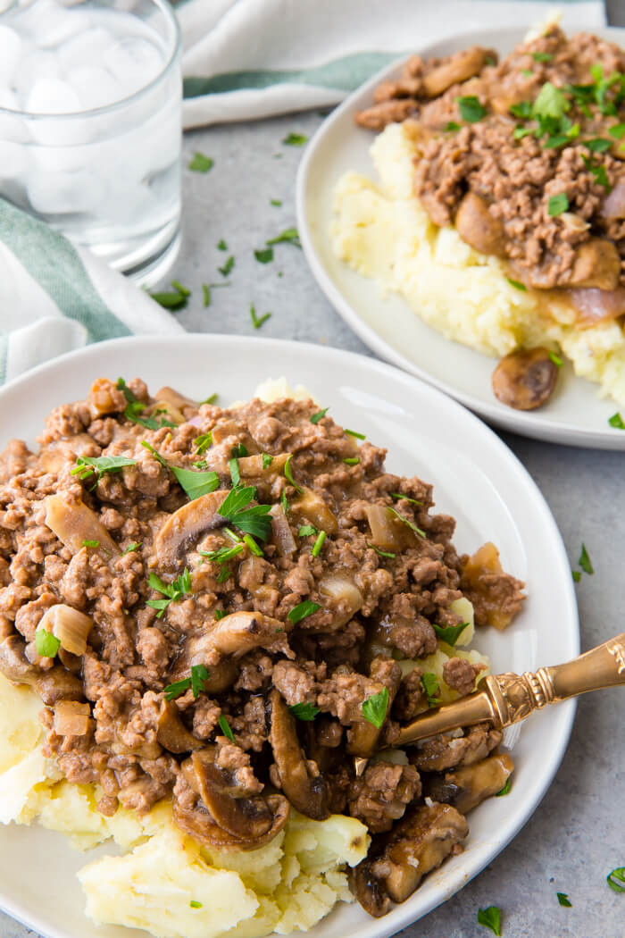 Salisbury steak Hamburger gravy is a hamburger gravy inspired by the flavors of Salisbury steak with a mushroom sauce