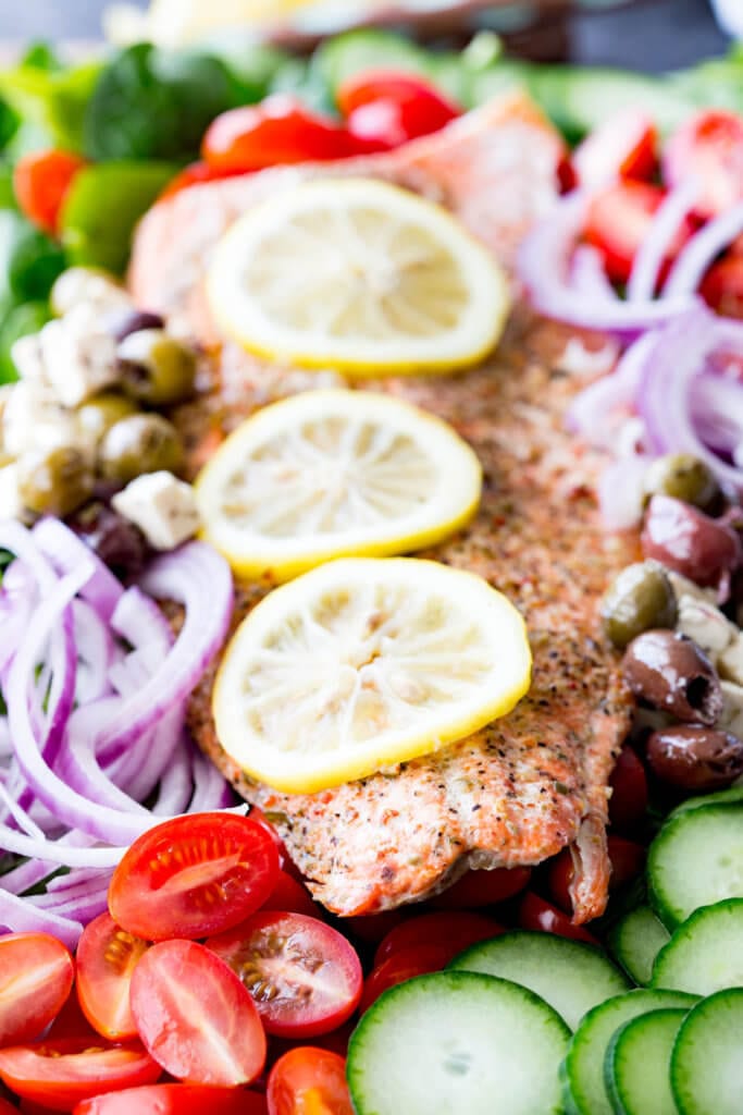 Easy Salmon Greek Salad