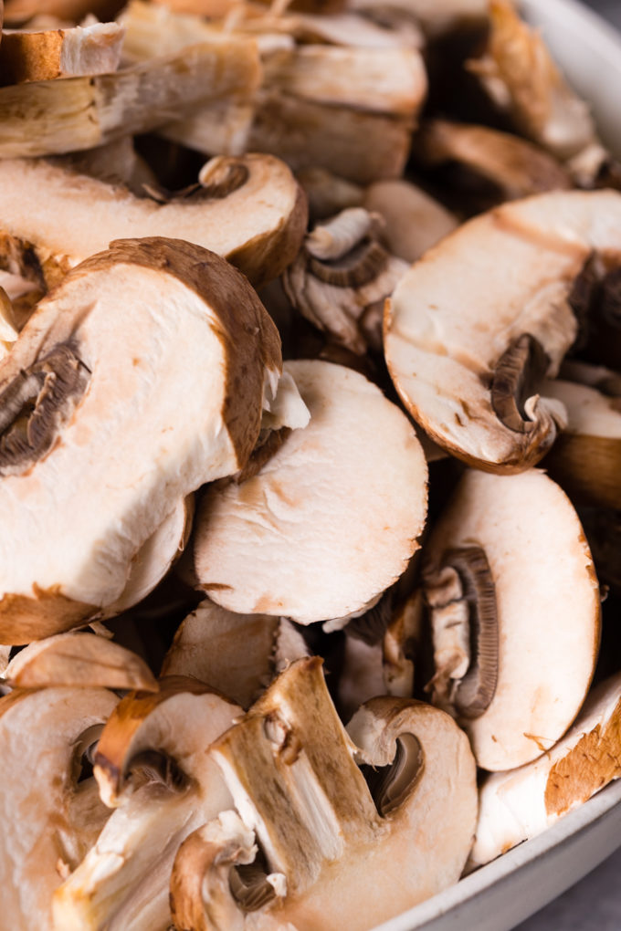 Fresh sliced baby Bella mushrooms