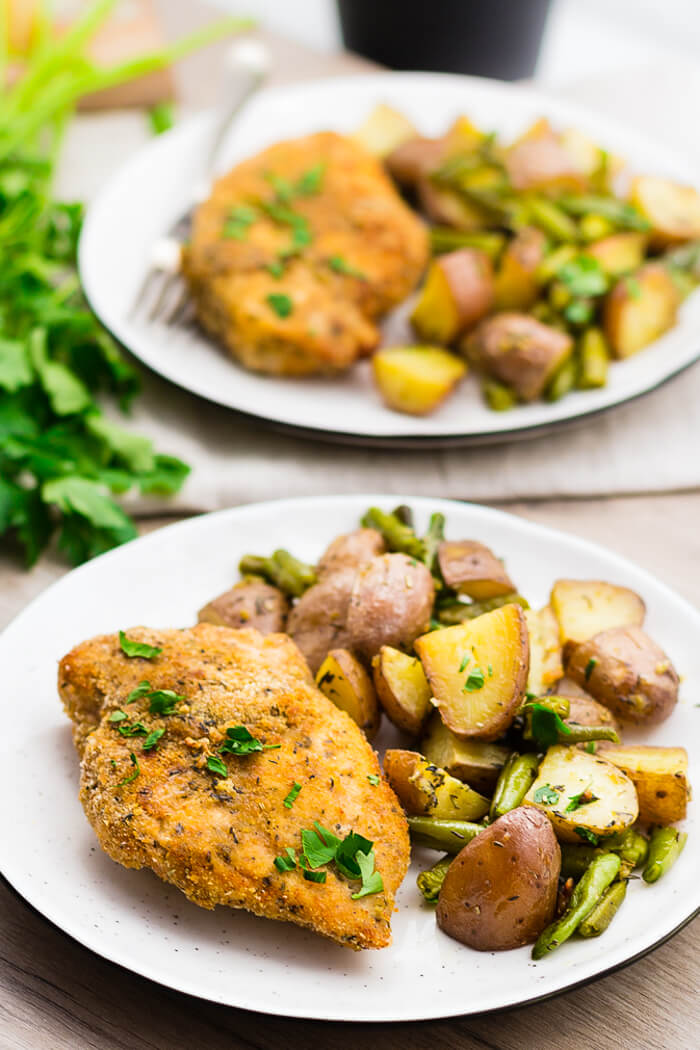 Sheet Pan Parmesan Chicken and Vegetables: This is a sheet pan meal where chicken and vegetables are baked together for a low mess, big impact meal.