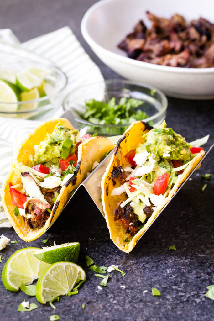 Shredded beef tacos