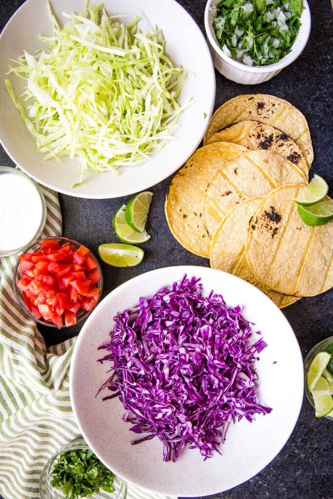 The ingredients for shredded beef tacos