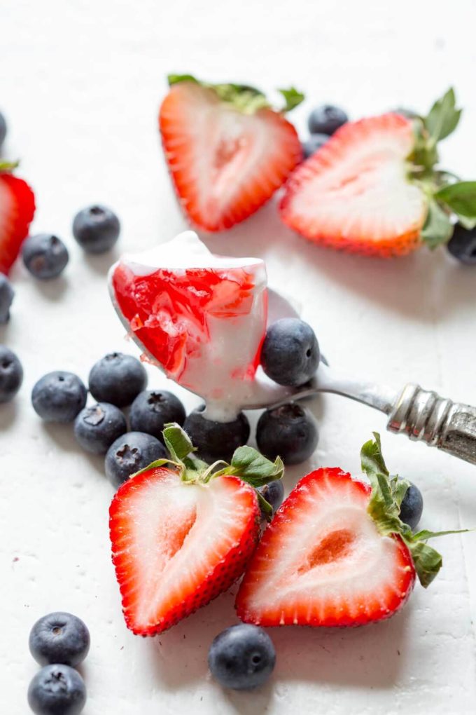 Layered patriotic jello cups