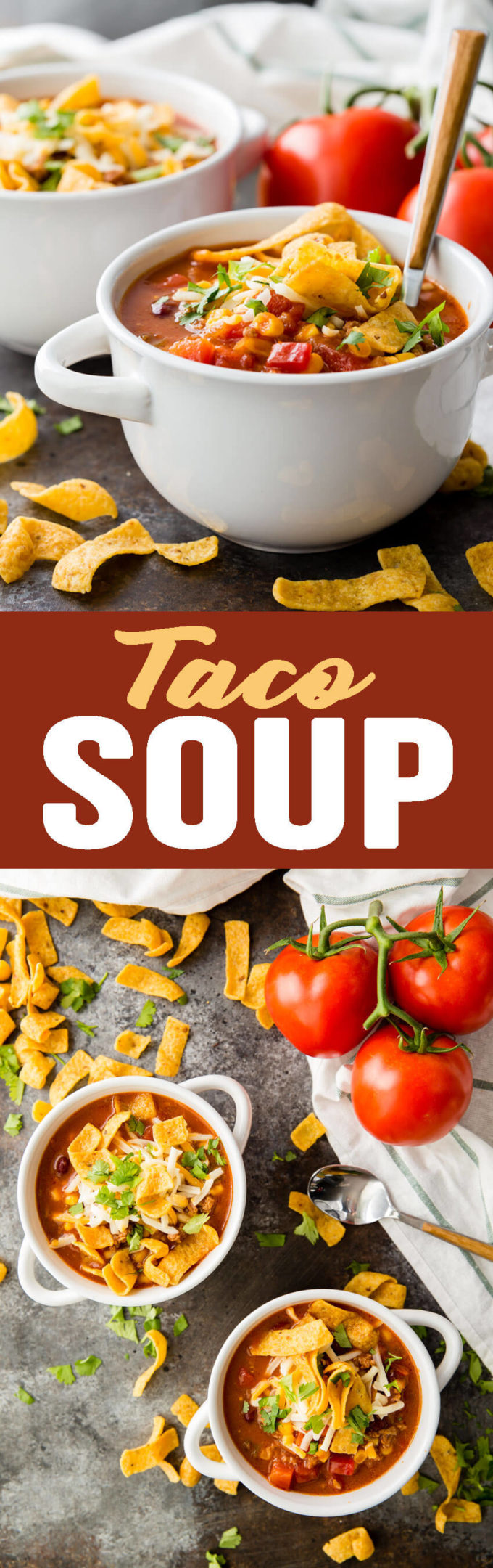 Taco Soup: The most flavorful and easy taco soup you will ever eat takes only 10-15 minutes to throw together. Healthy, easy, full of protein, fiber, and flavor; you can't go wrong with this soup! 