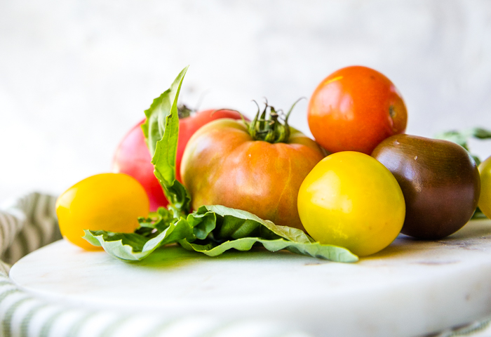 all the heirloom tomatoes piled up.