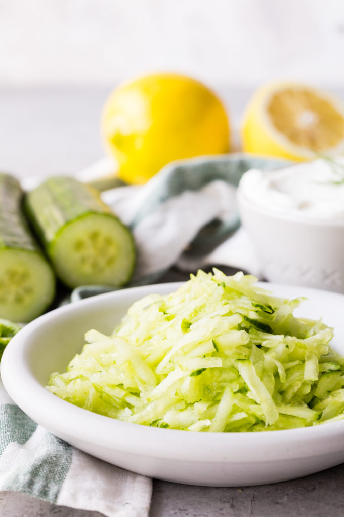 A delicious Greek yogurt sauce with cucumber