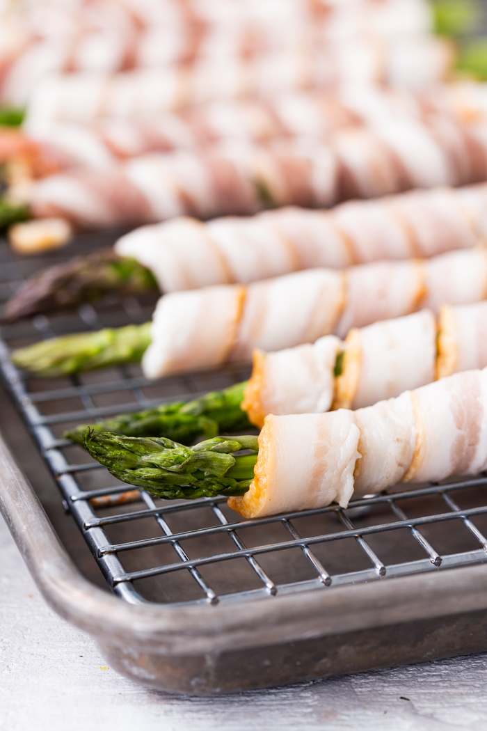 Bacon wrapped asparagus is a great keto snack or side dish. 