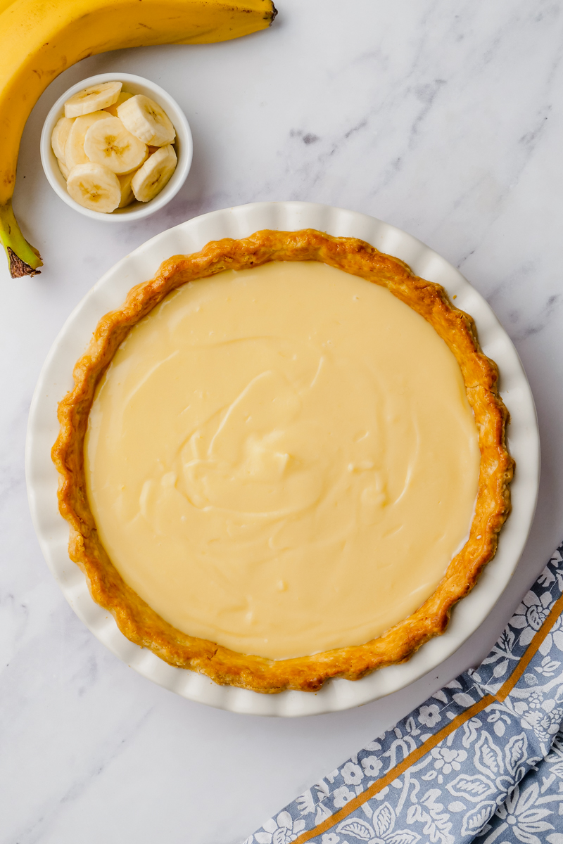 Banana Creme Pie in a tin bowl