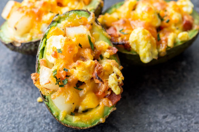 Breakfast stuffed avocados