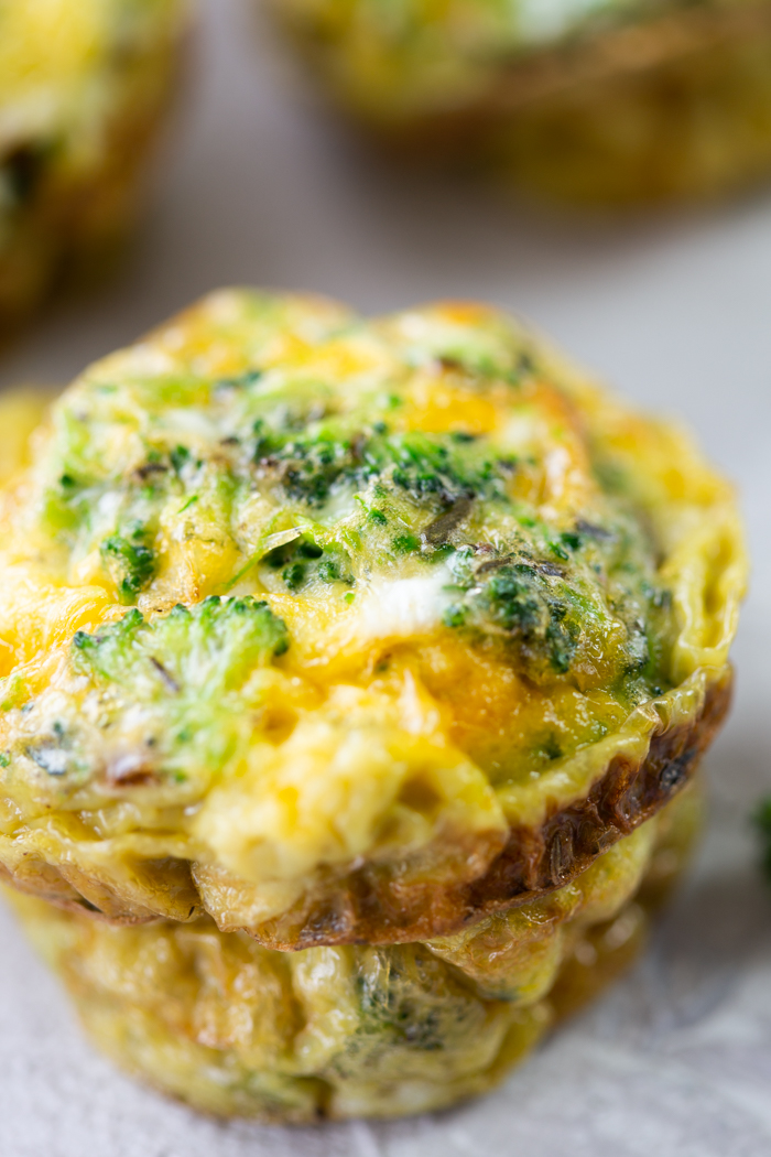 One broccoli cheese egg muffin cup