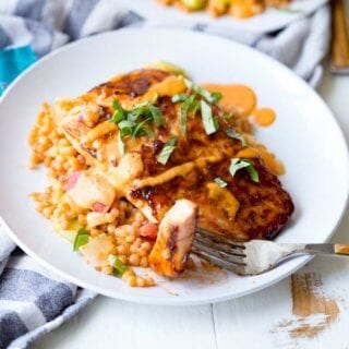 An easy brown sugar rubbed salmon with a tomato basil vinaigrette