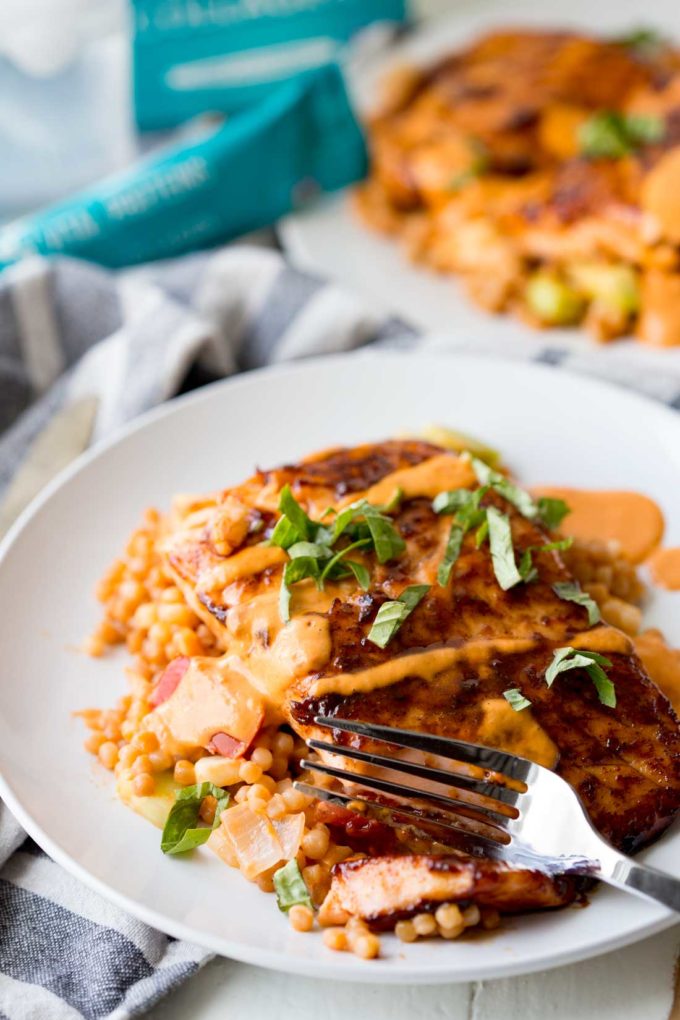 Brown Sugar Salmon with tomato basil vinaigrette