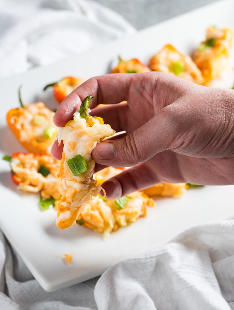 Buffalo chicken stuffed mini peppers