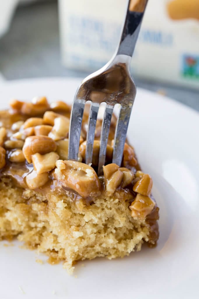 Caramel Cashew Cake is delicious