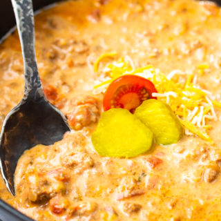 A big bowl of cheeseburger soup for a low carb diet