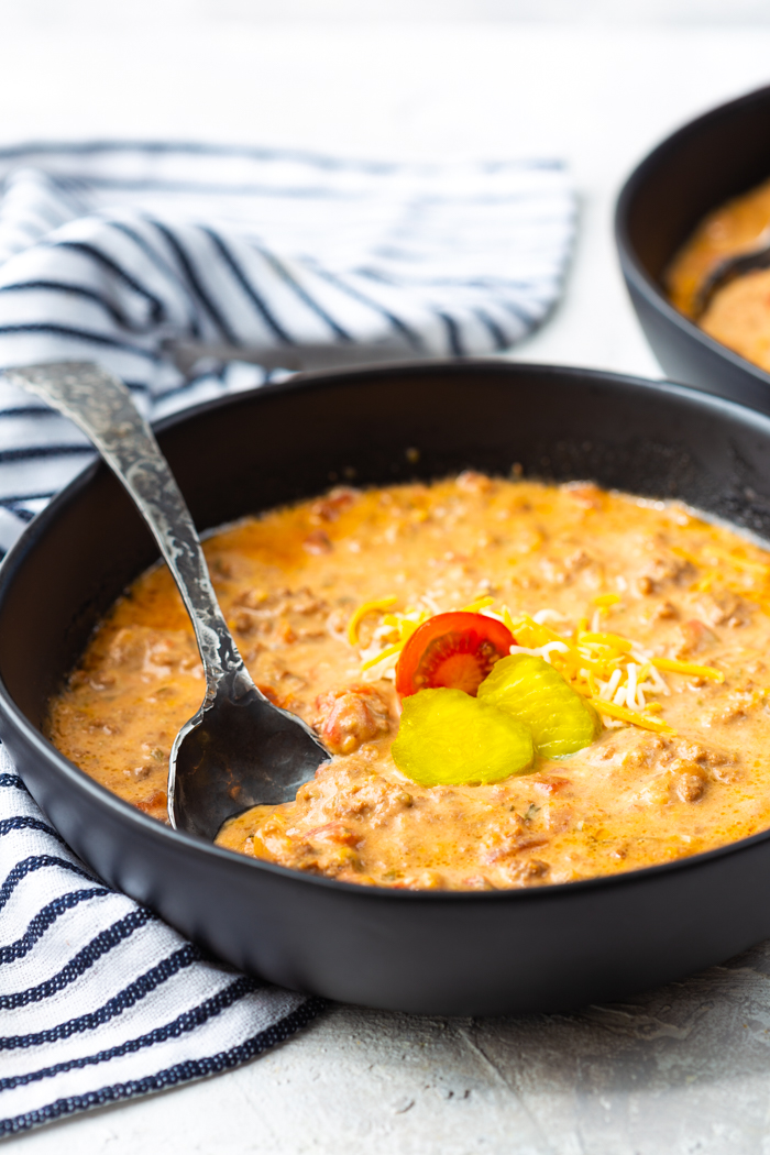 Crockpot Cheeseburger Soup {Prepped in Minutes!}