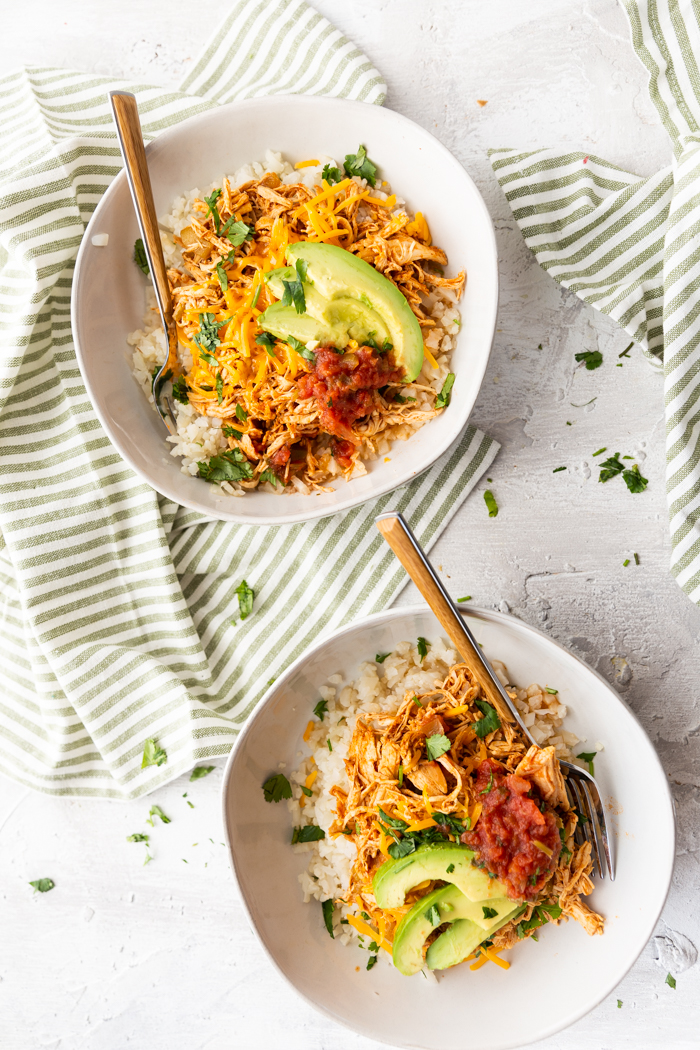 Chicken enchilada meal prep bowls