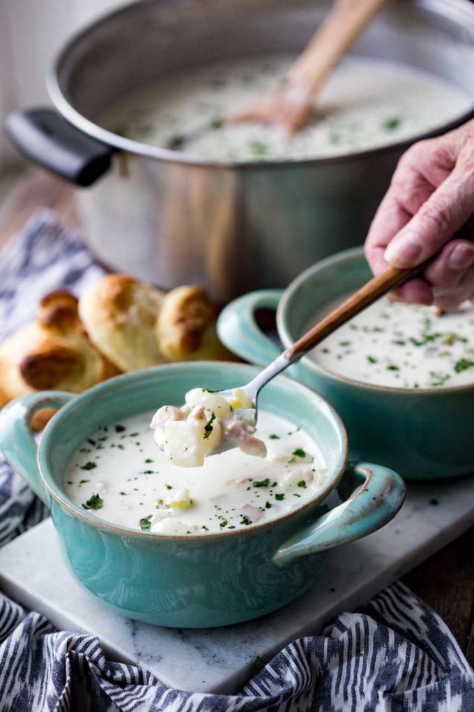 Easy creamy clam chowder is the perfect comforting bowl of soup
