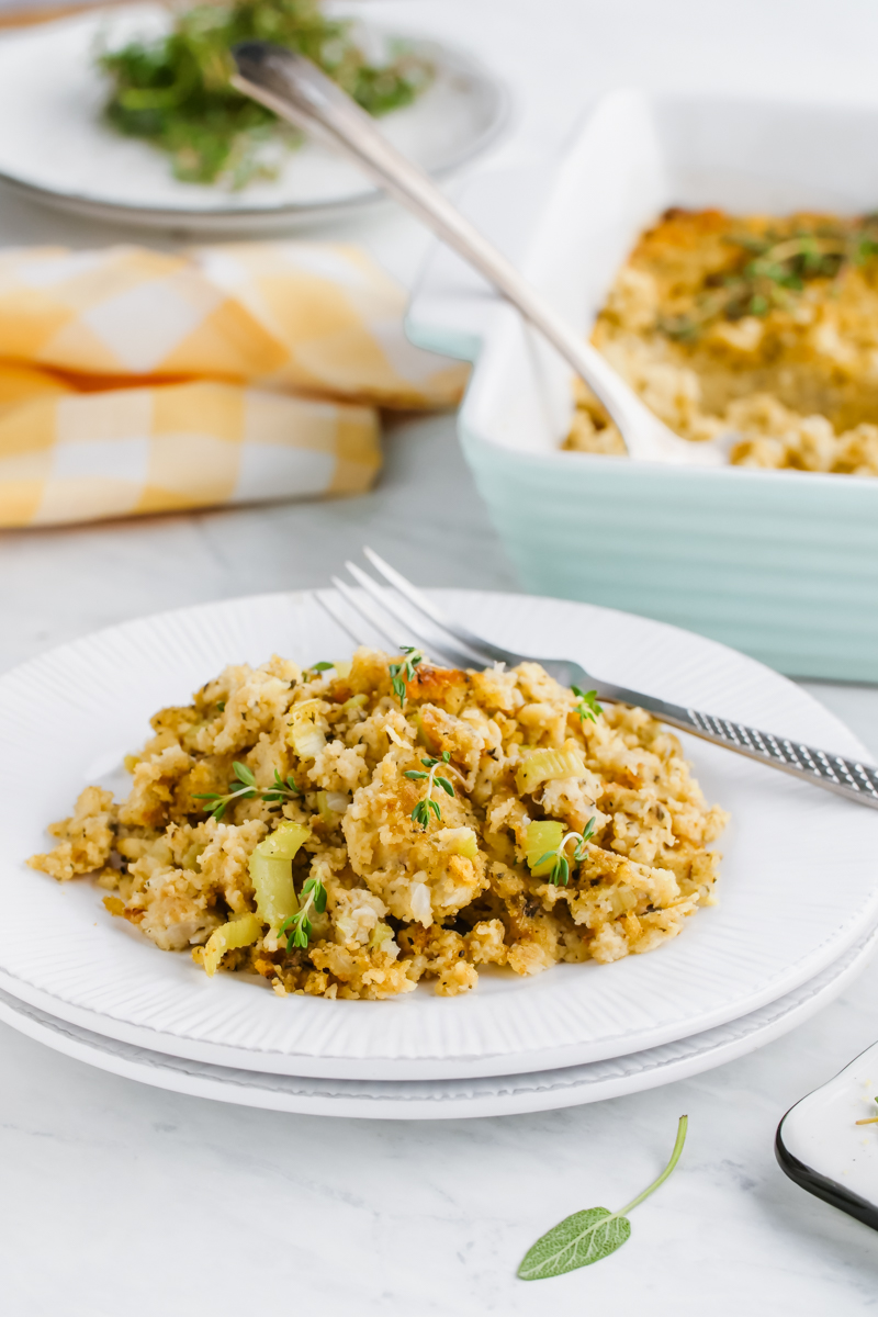 cornbread dressing on a plate