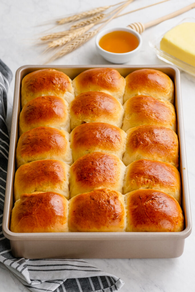 Pan of dinner rolls