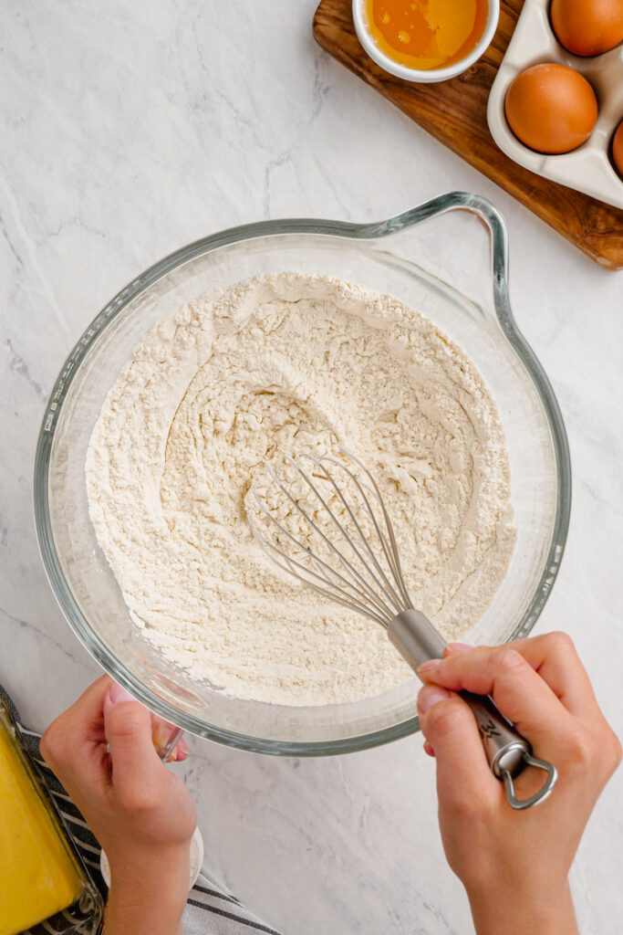 Mixing dry ingredients for dinner rolls