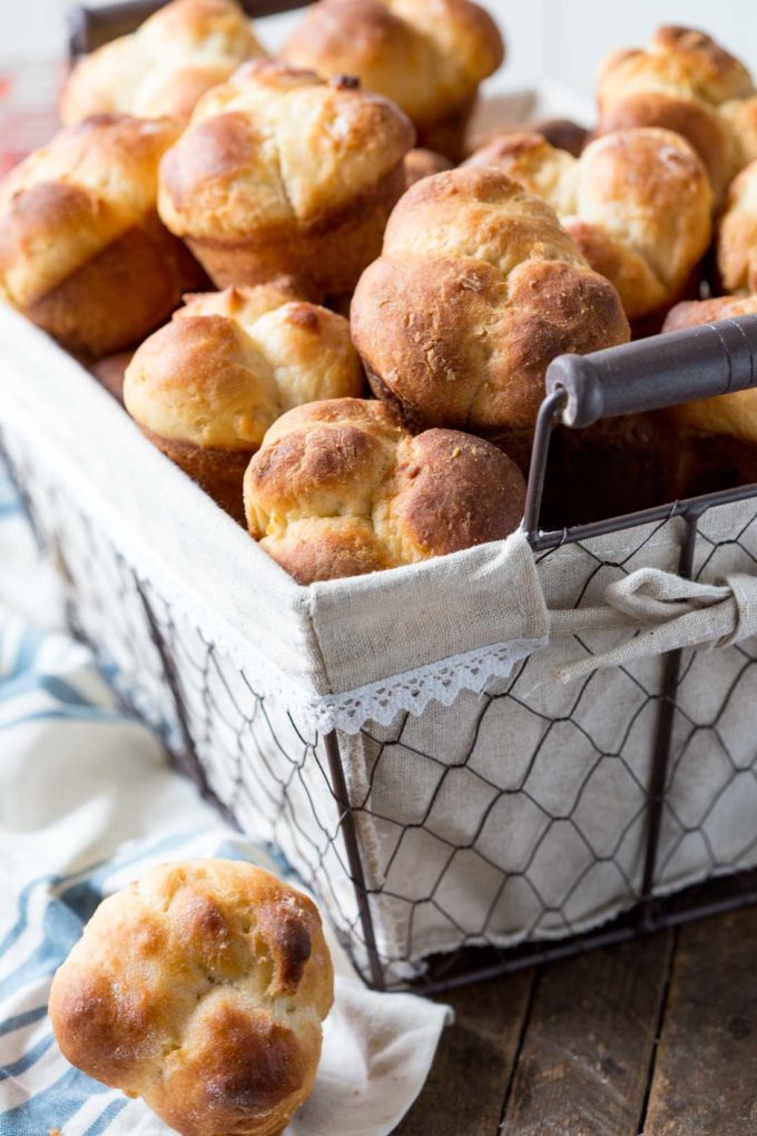 A basket of soft and delicious rolls for dinner