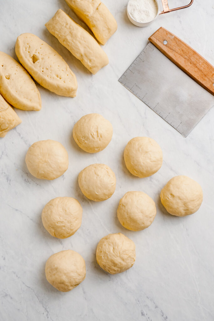 Making dinner rolls and shaping the rolls