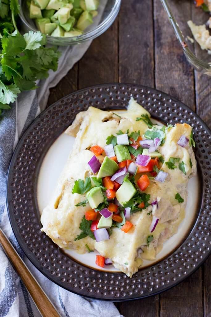 Creamy Green Chili Turkey & Egg Enchiladas Easy Peasy Meals