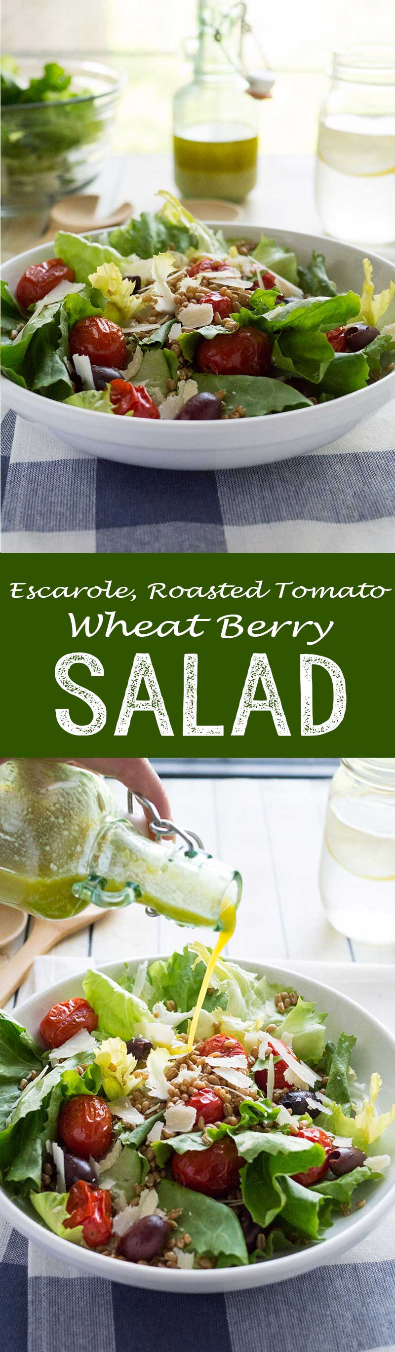 Escarole roasted tomato wheat berry salad