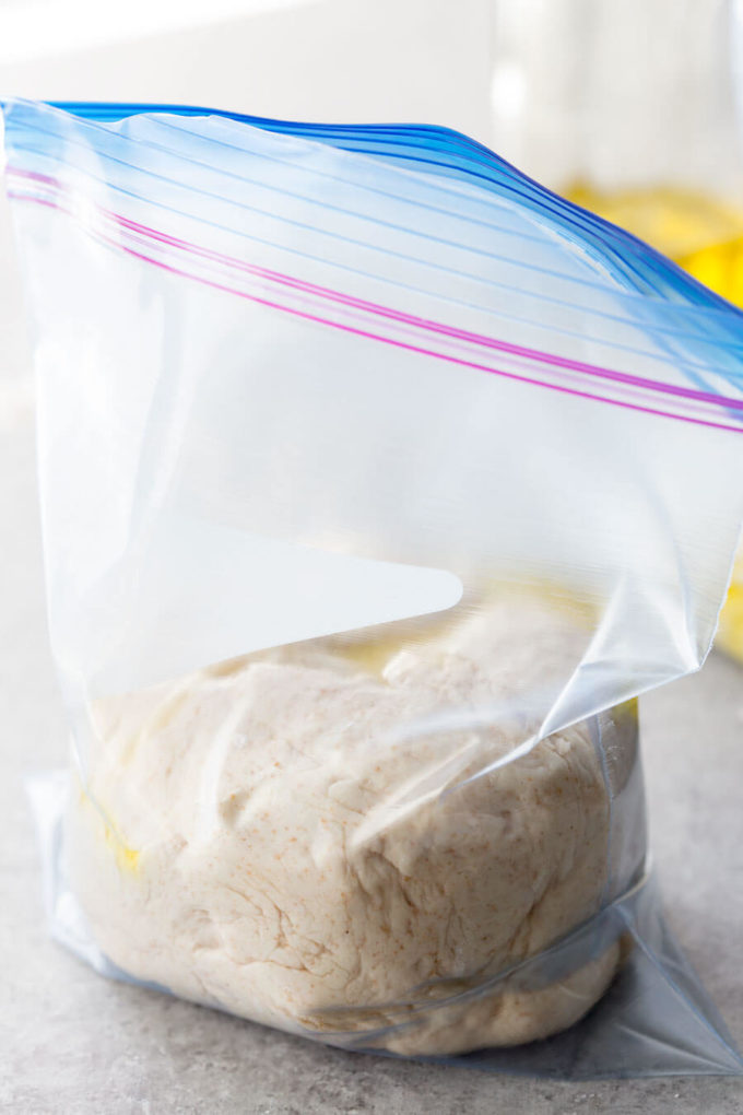 Freezer Pizza Dough, an easy to make pizza dough that can be made ahead and frozen in dough form. 