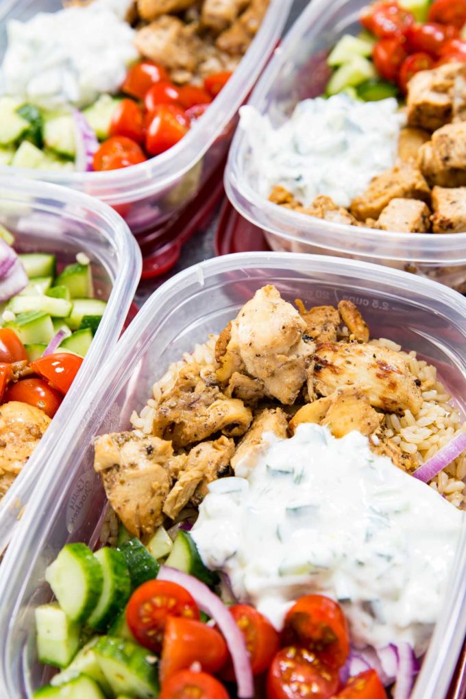 Lunch Meal Prep Greek Salad Bowl Recipe - Rainbow Delicious