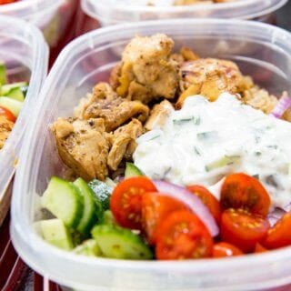 Lunch Meal Prep Greek Salad Bowl Recipe - Rainbow Delicious