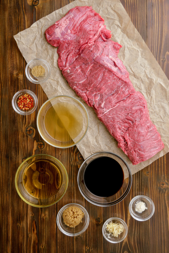 Grilled skirt steak is best when marinated, and these are the ingredients used to make them. 