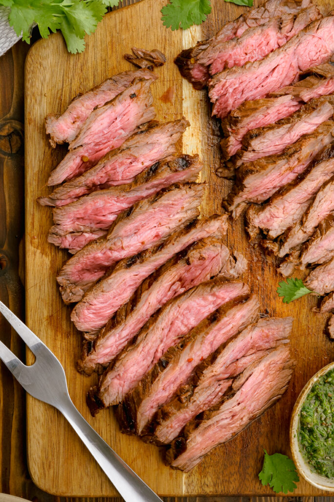 Sliced grilled skirt steak