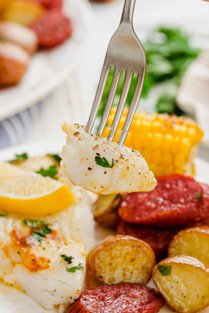 Halibut sheet pan dinner