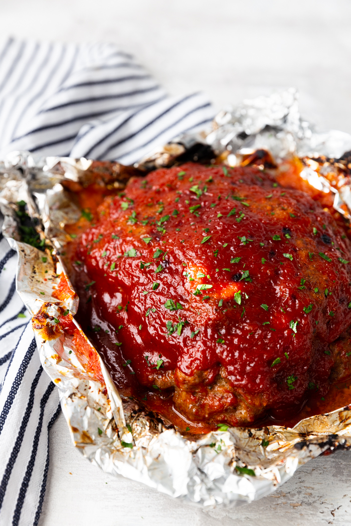 Instant Pot meatloaf, covered in a delicious sauce