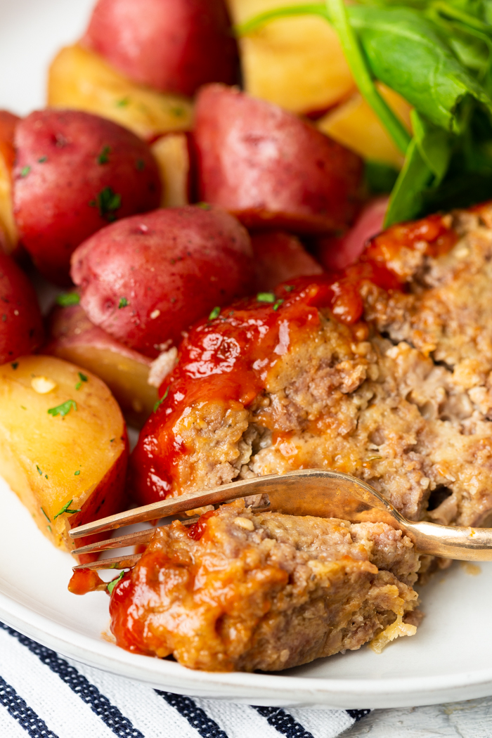 Instant Pot meatloaf, cooked in an instant pot with potatoes