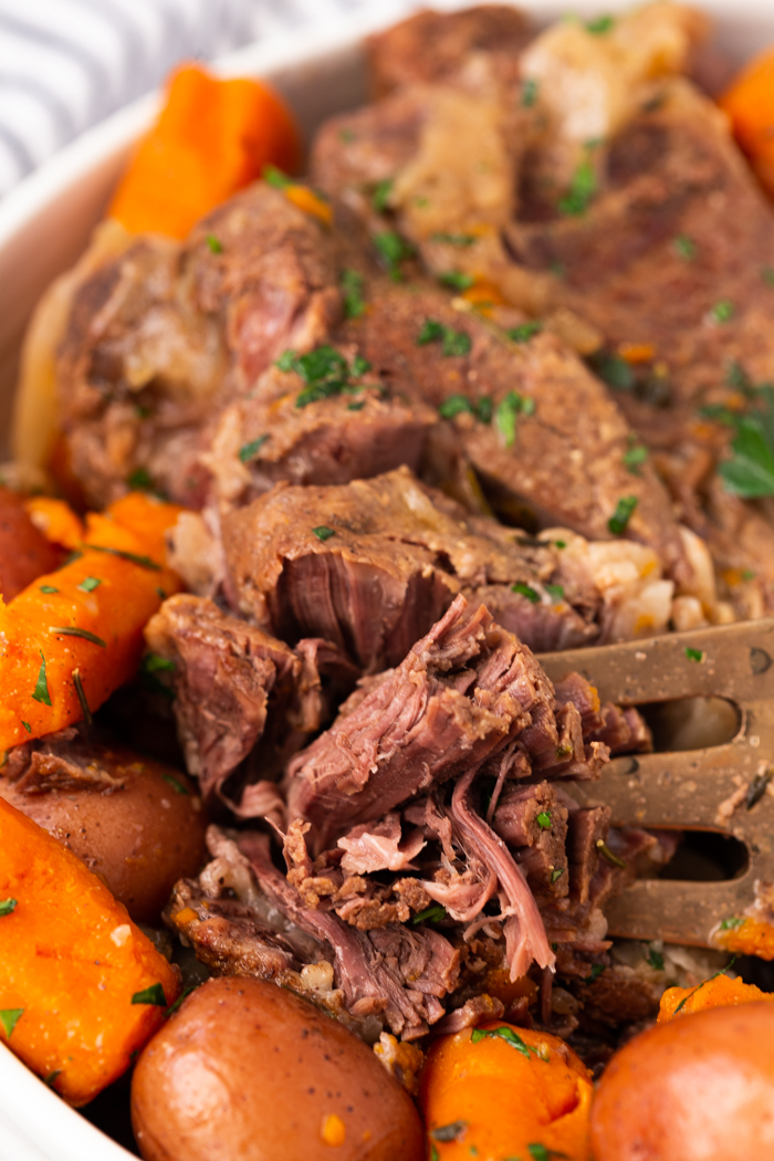 Instant Pot Pot Roast made from a chuck roast and cooked in a pressure cooker until nice and tender. 