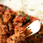 Delicious keto meatloaf served with cauliflower mash instead of potatoes for a keto friendly dinner
