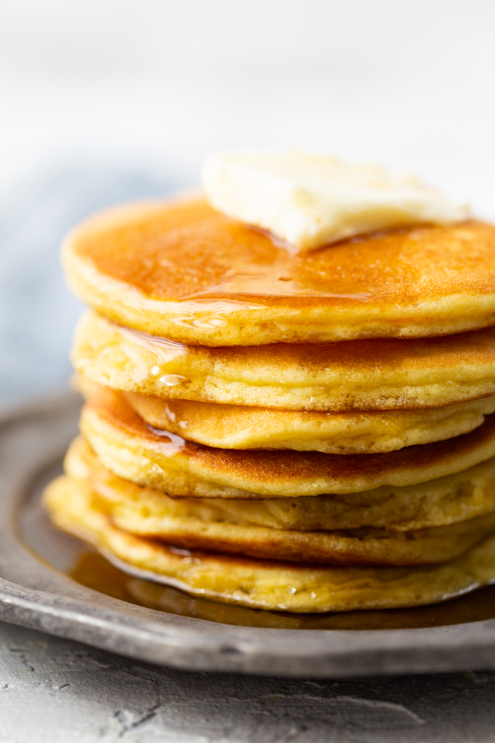 Keto friendly pancakes covered in butter!