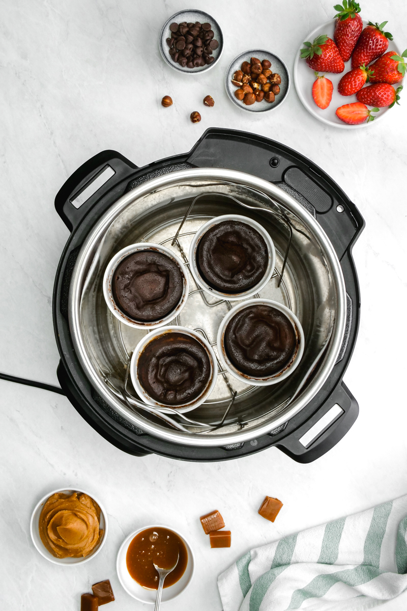 Four lava cake batters in the instant pot pressure cooker