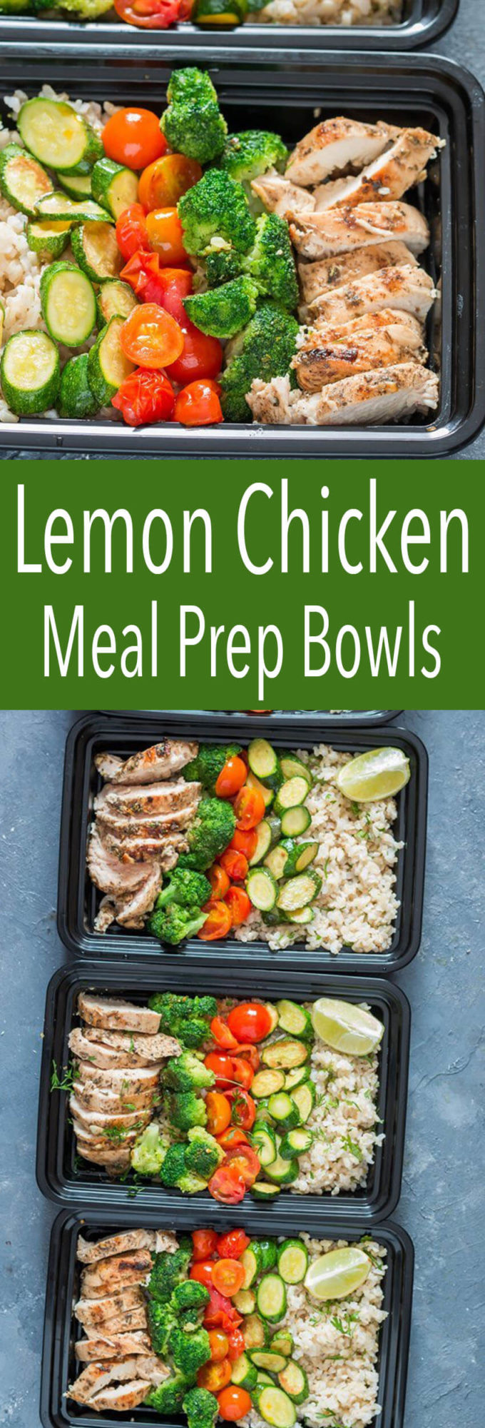 Delicious lemon chicken meal prep bowl, easily made and perfect for clean eating