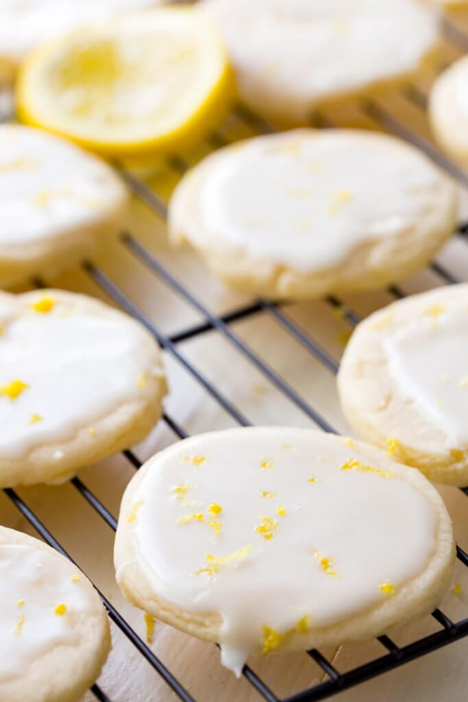 Lemon Shortbread Cookies Recipe: Literally the best cookies ever! These light, buttery cookies offer a subtle lemon flavor, and are topped with a bright and vibrant lemon glaze, giving you a mouthful of delicious goodness. These are special cookies.