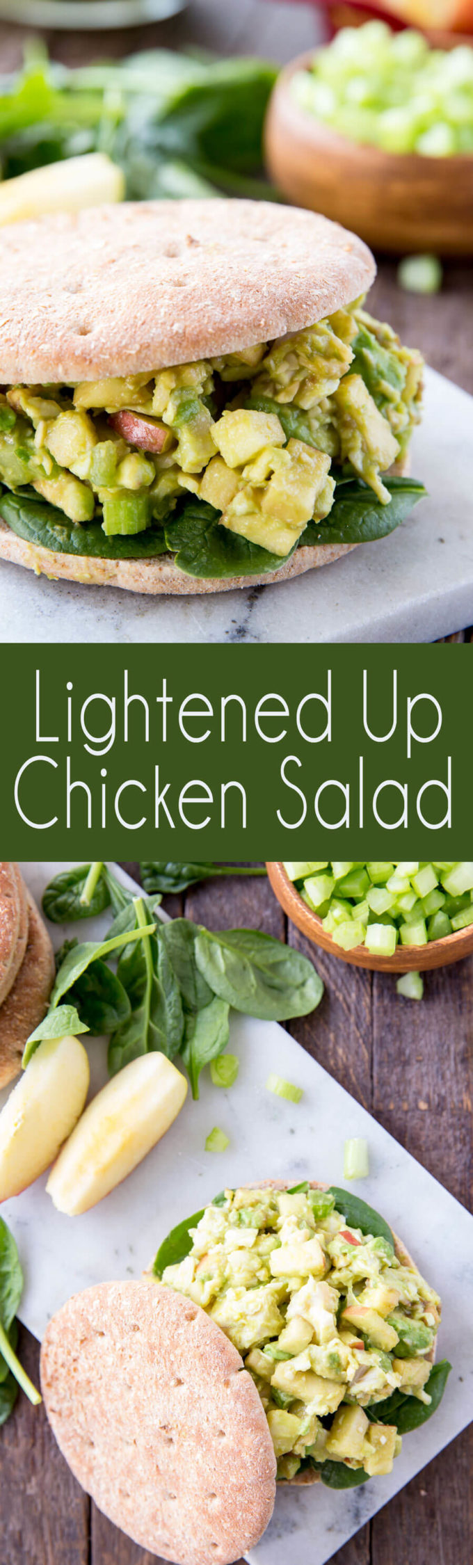 Lightened up chicken salad sandwiches with avocado