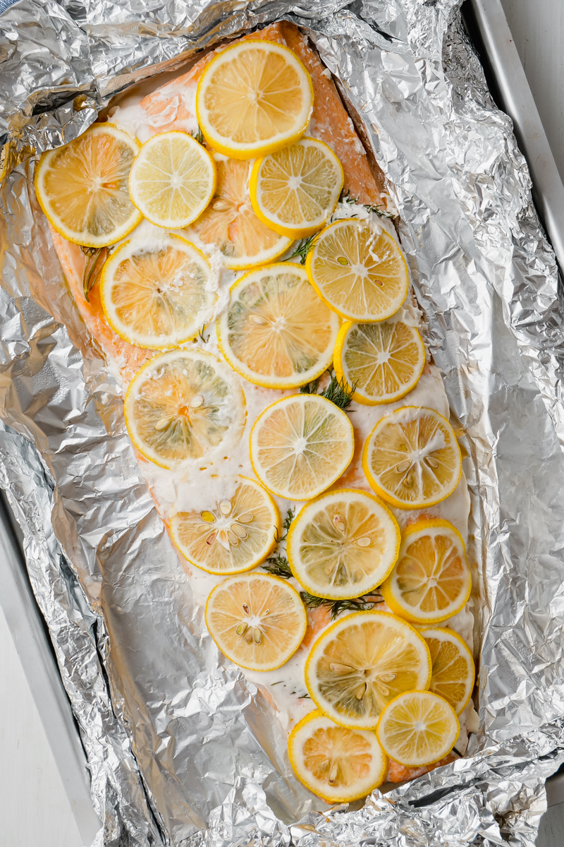 Oven poached salmon
