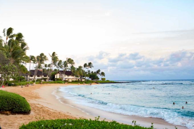 Poipu Beach is a beautiful beach in South Kauai