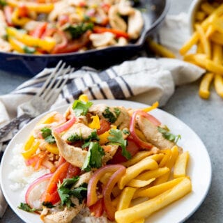 Peruvian Chicken Stir Fry, this pollo saltado is a delicious fusion meal